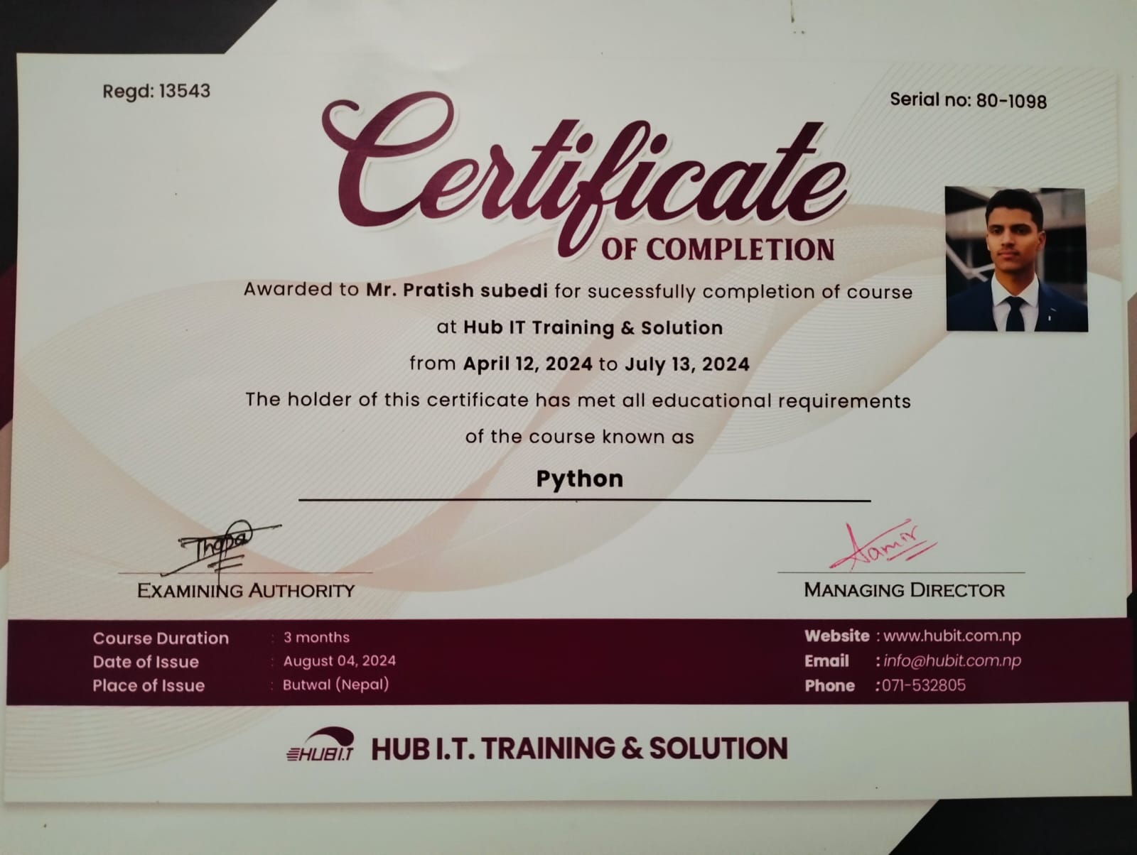 HUB IT Certificate